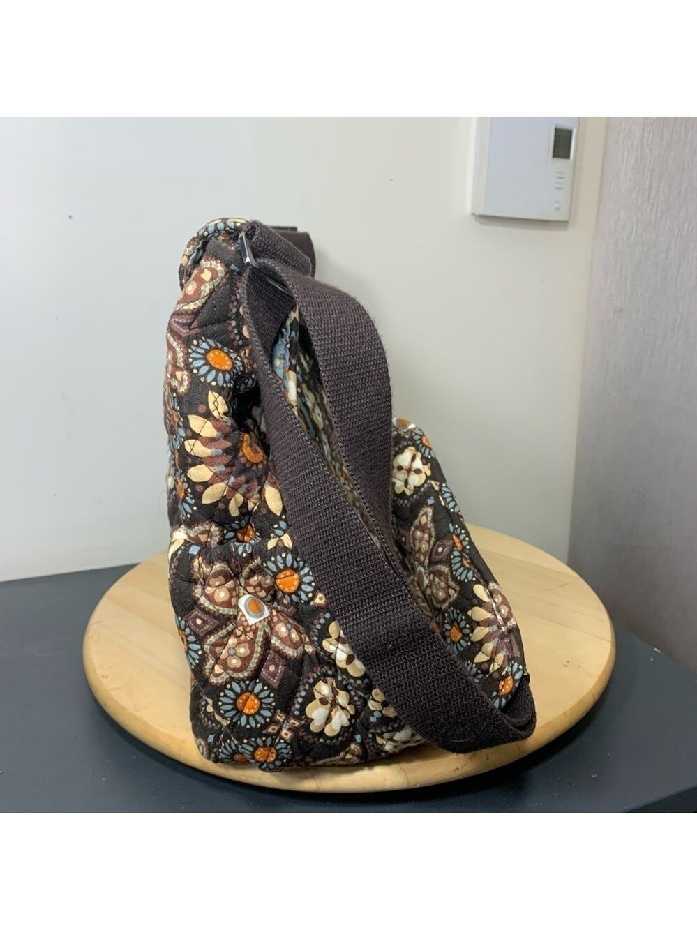 Vera Bradley Crossbody Baby Diaper Messenger Floral Travel Bag Brown Ajust Strap - Picture 3 of 13